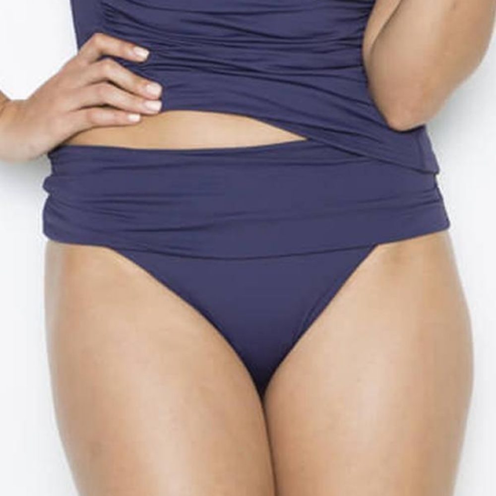 BOND-EYE Navy Blue Bikini Bottom Roll Band Brief NWOT - US Size 6